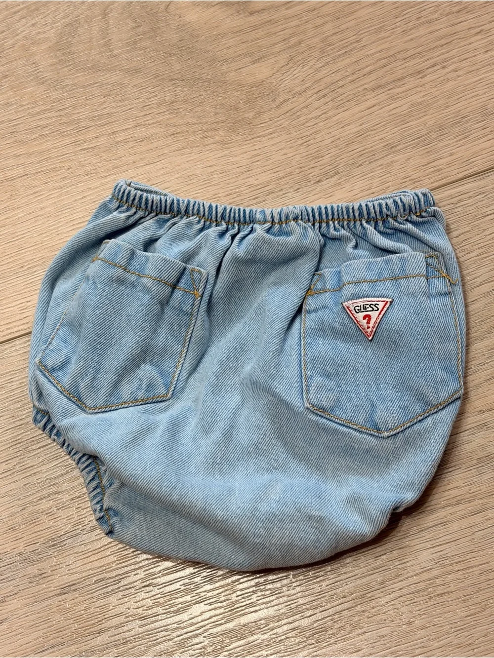 Vintage Guess Denim Light Blue Elastic Waist Bloomers Diaper Cover